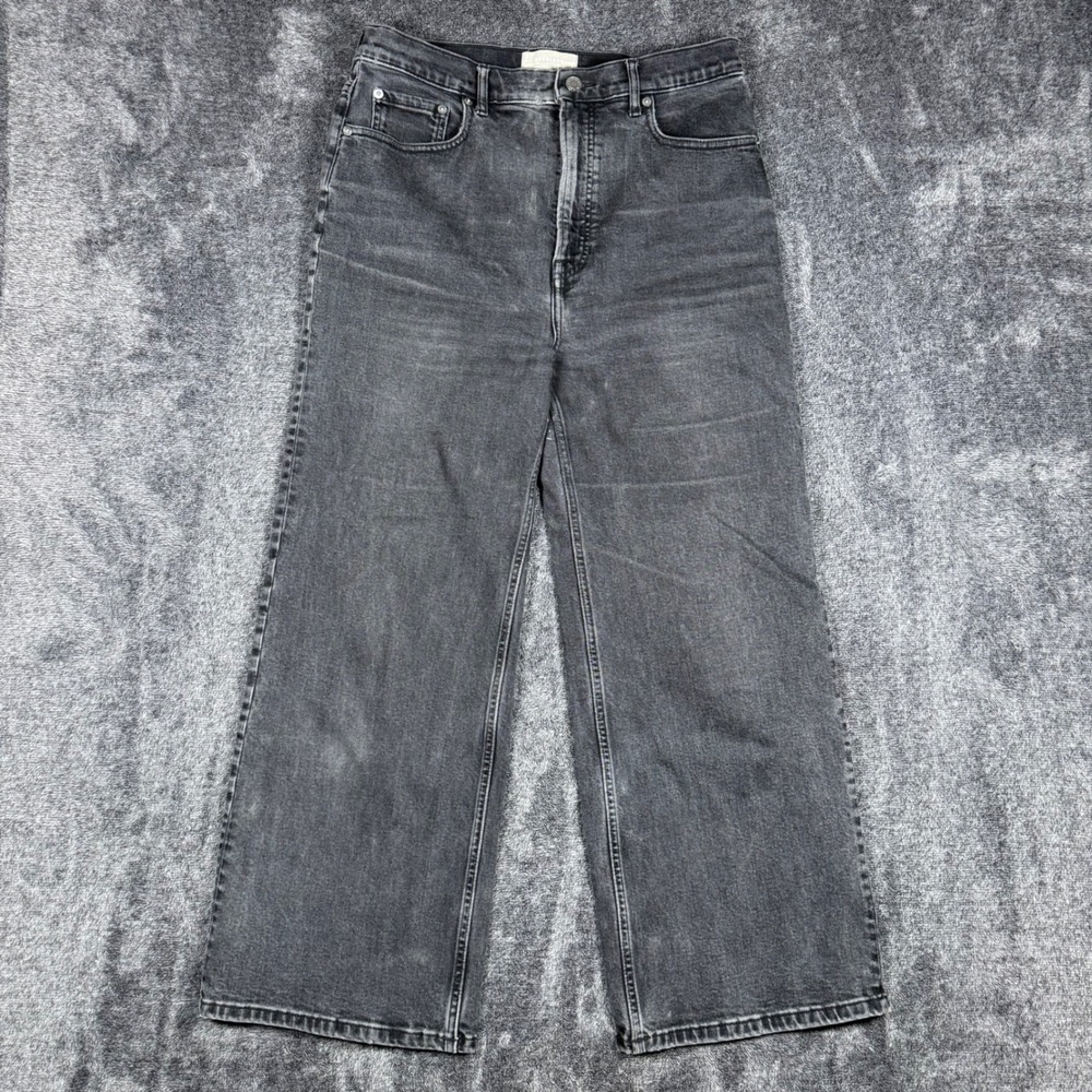 Everlane Way-High Sailor Jeans Washed Black Wide Leg Crop Organic Cotton Size 31